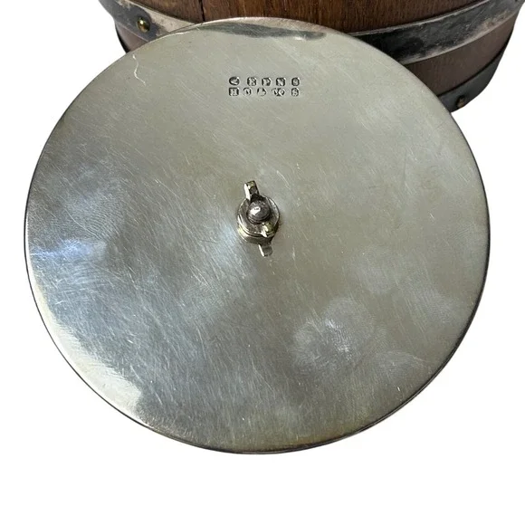 Walker & Hall EPNS Oak Biscuit Barrel‎ Jar Ceramic Liner England Vintage